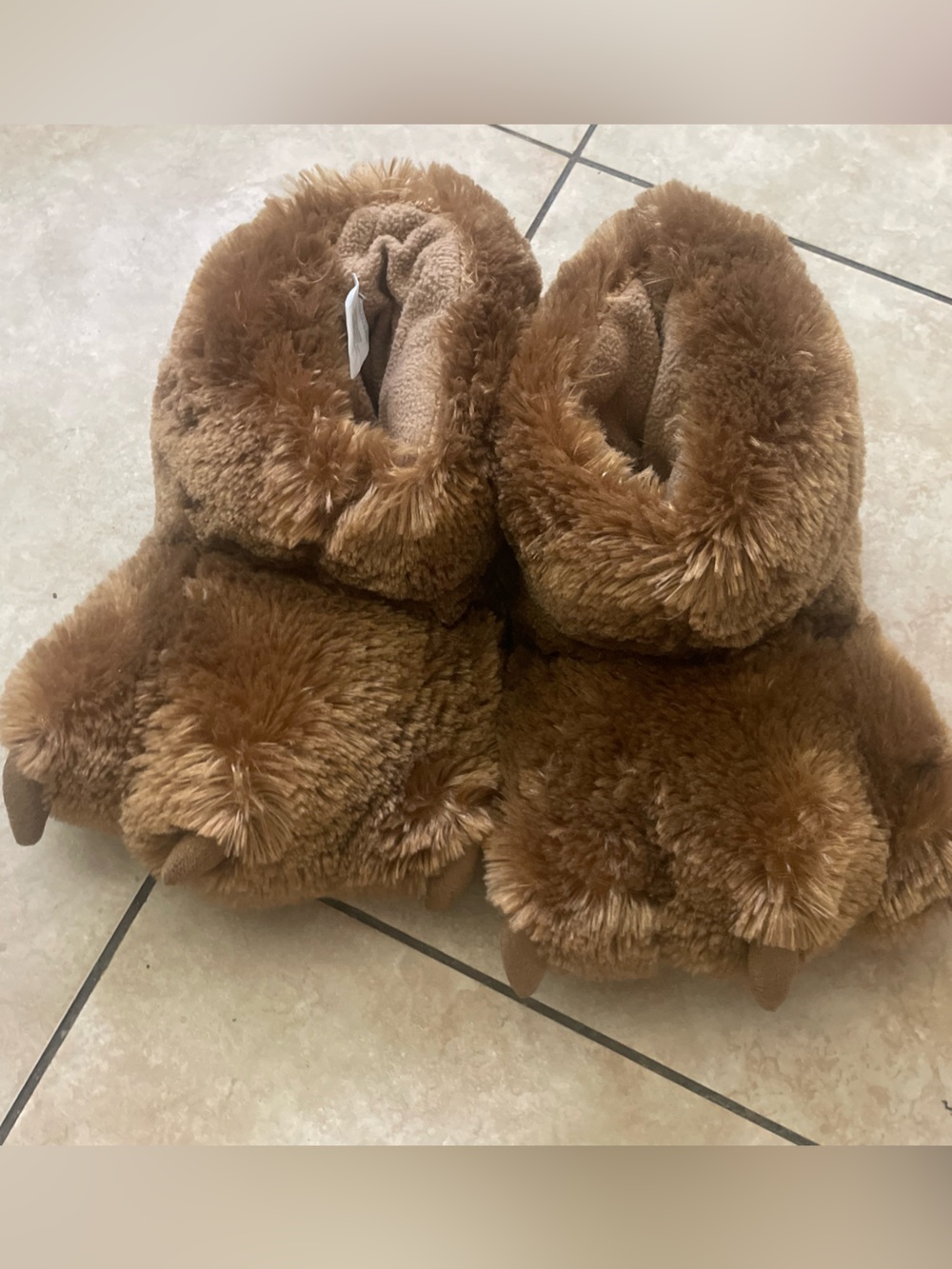 Lazy One Brown Bear Claw Furry Animal Slipper Boots Loungewear